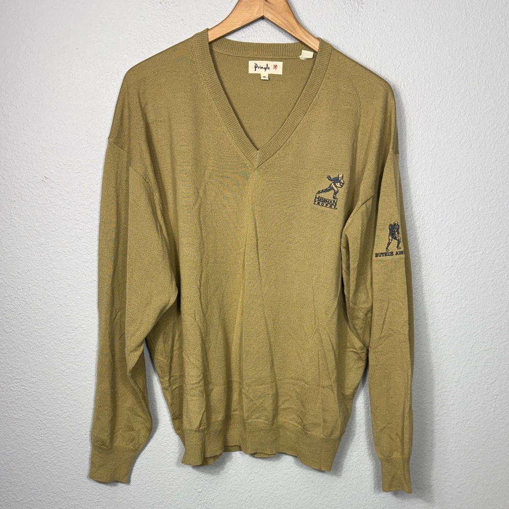 Vintage Pringle V-Neck Sweater Heisman Trophy Logo